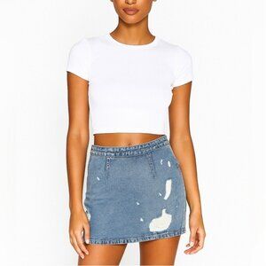 Lovers & Friends Womens Skirt Harper Blue Sz 26 Ryder Denim Mini Distressed Y2K